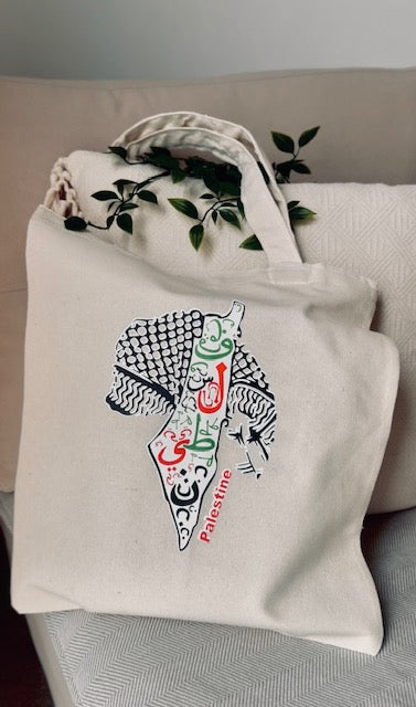 Map & Keffiyeh Tote Bag