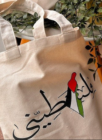 Flag & Script Tote Bag