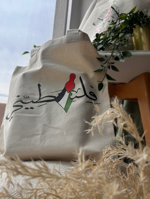 Flag & Script Tote Bag