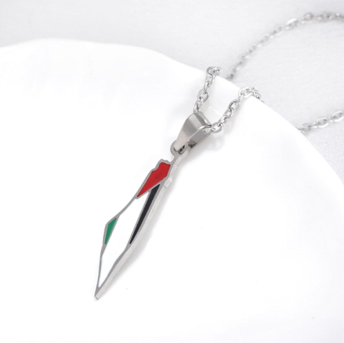 Palestine Flag Map Necklace