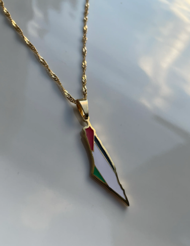 Palestine Flag Map Necklace